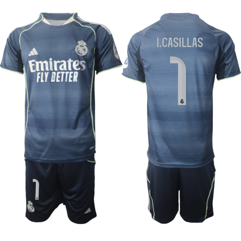 Men 2025-2026 Club Real Madrid away Blue #1 Soccer Jerseys